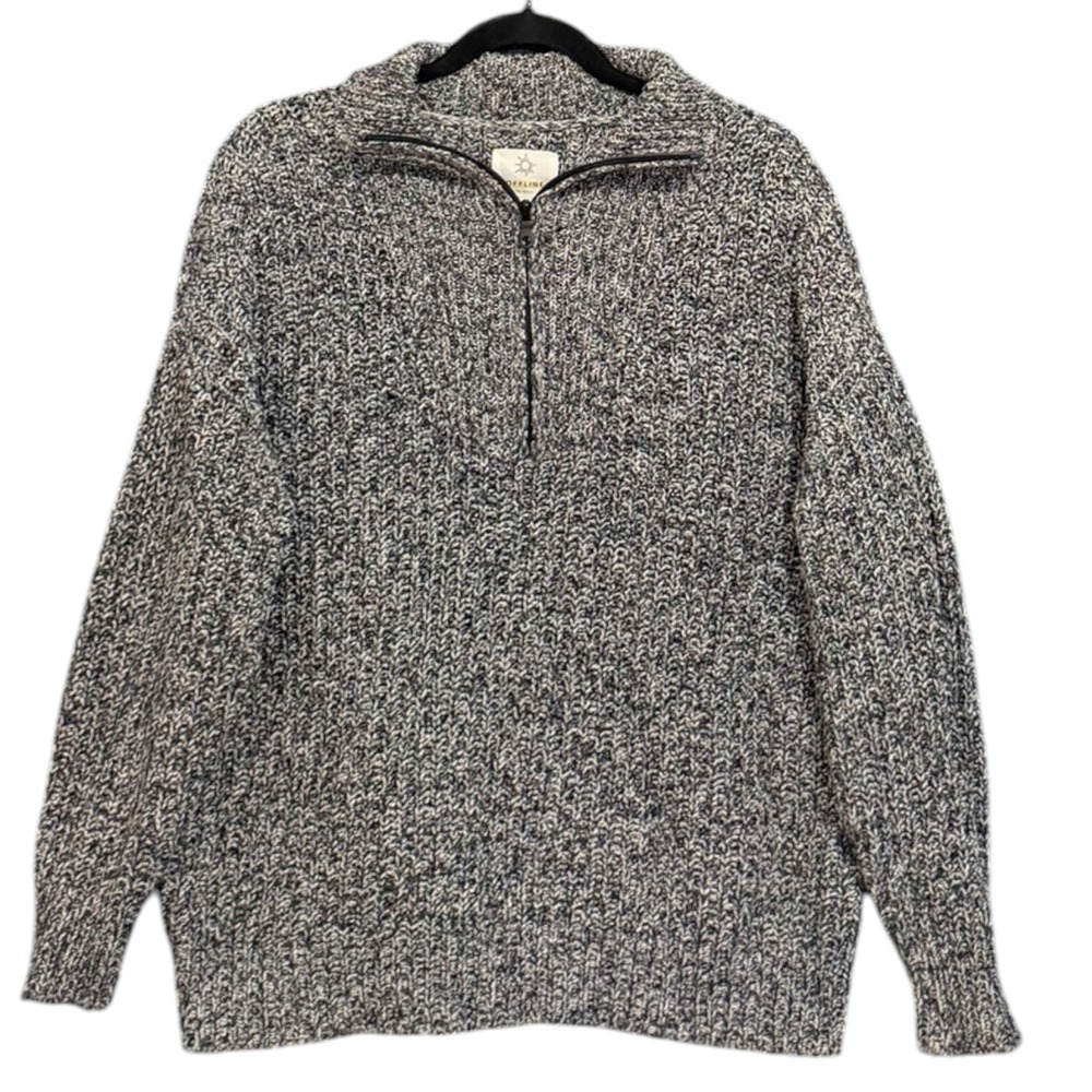 OFFLINE by Aerie Chunky Cozy Marled Quarter Zip Pullover Sweater Gray Multi Sz M